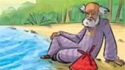 جلس عجوز علي ضفاف نهرالنيل 